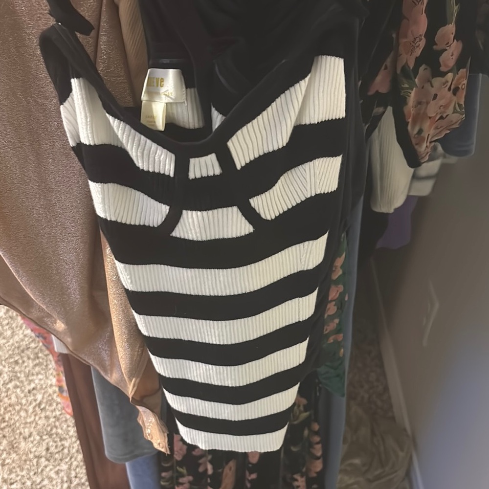 Anthropology Maeve Black and White Striped Dress